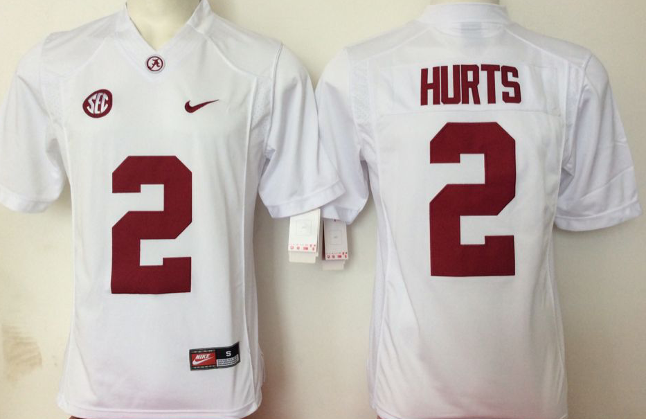 NCAA Men Alabama Crimson Tide white #2 Hurts style 2->ncaa teams->NCAA Jersey